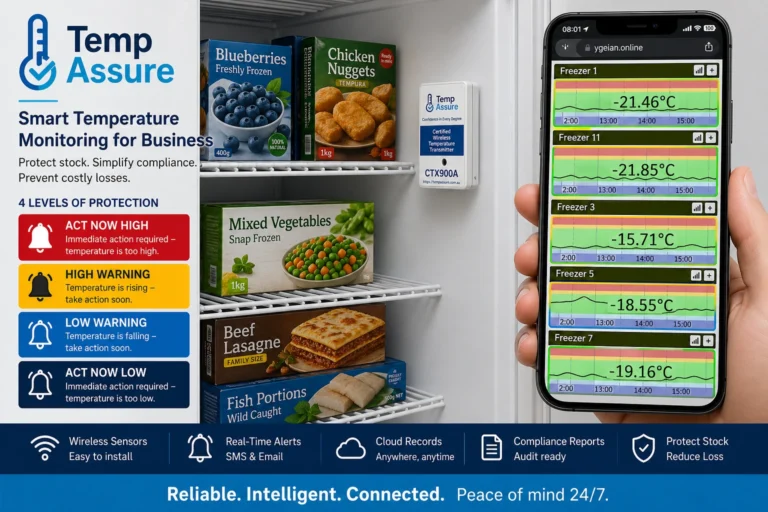 commercial temperature monitoring using wireless transmitters and gateway