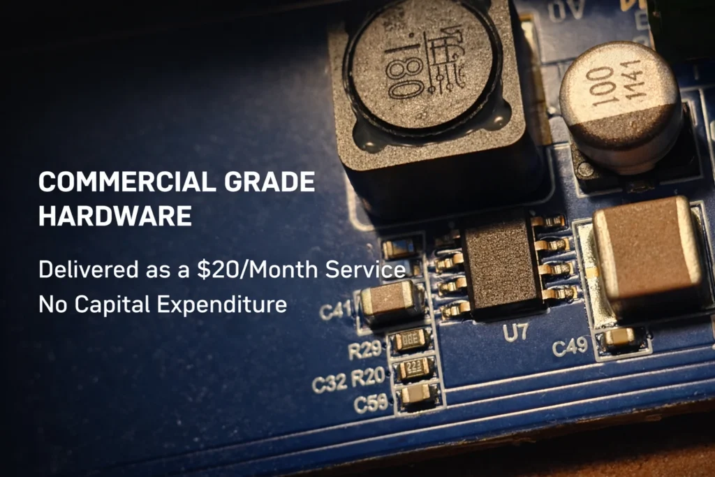 Commercial temperature monitoring subscription with ENIG gold-plated PCB hardware and no capital expenditure